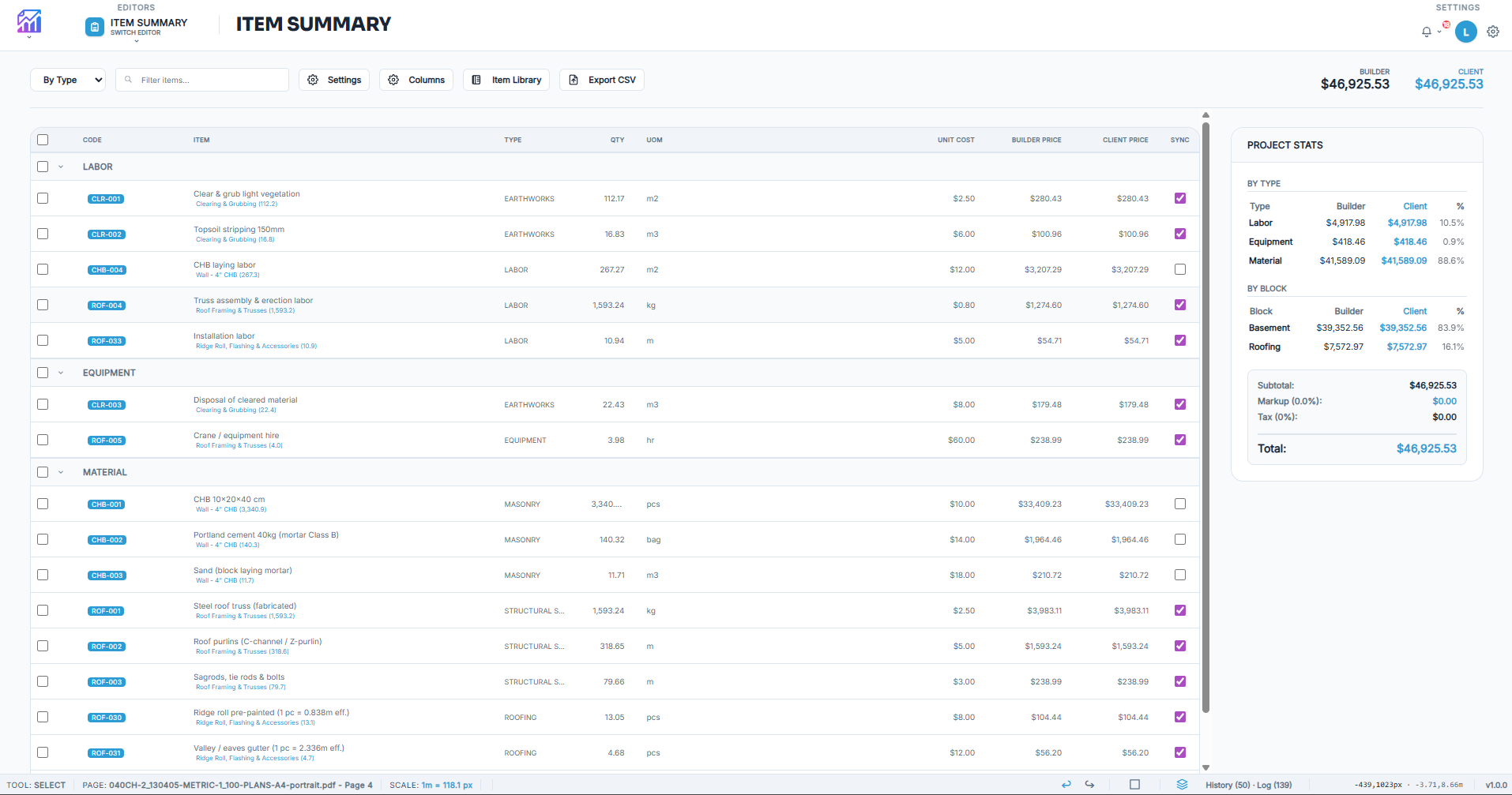 Powerful Item summary collates your items cleanly for you...